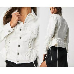 AURETA STUDIO 'Lana' White Denim Coset Jacket Sz L